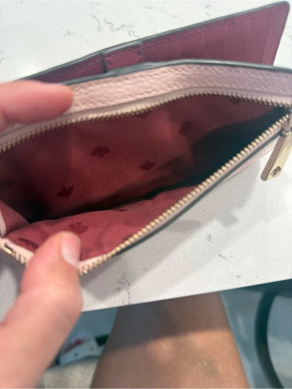 kate spade Soft Pink Pebbled Leather Zip Wallet